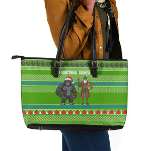 Equatorial Guinea Christmas Leather Tote Bag Santa Gorilla Gift Basket - African Pride