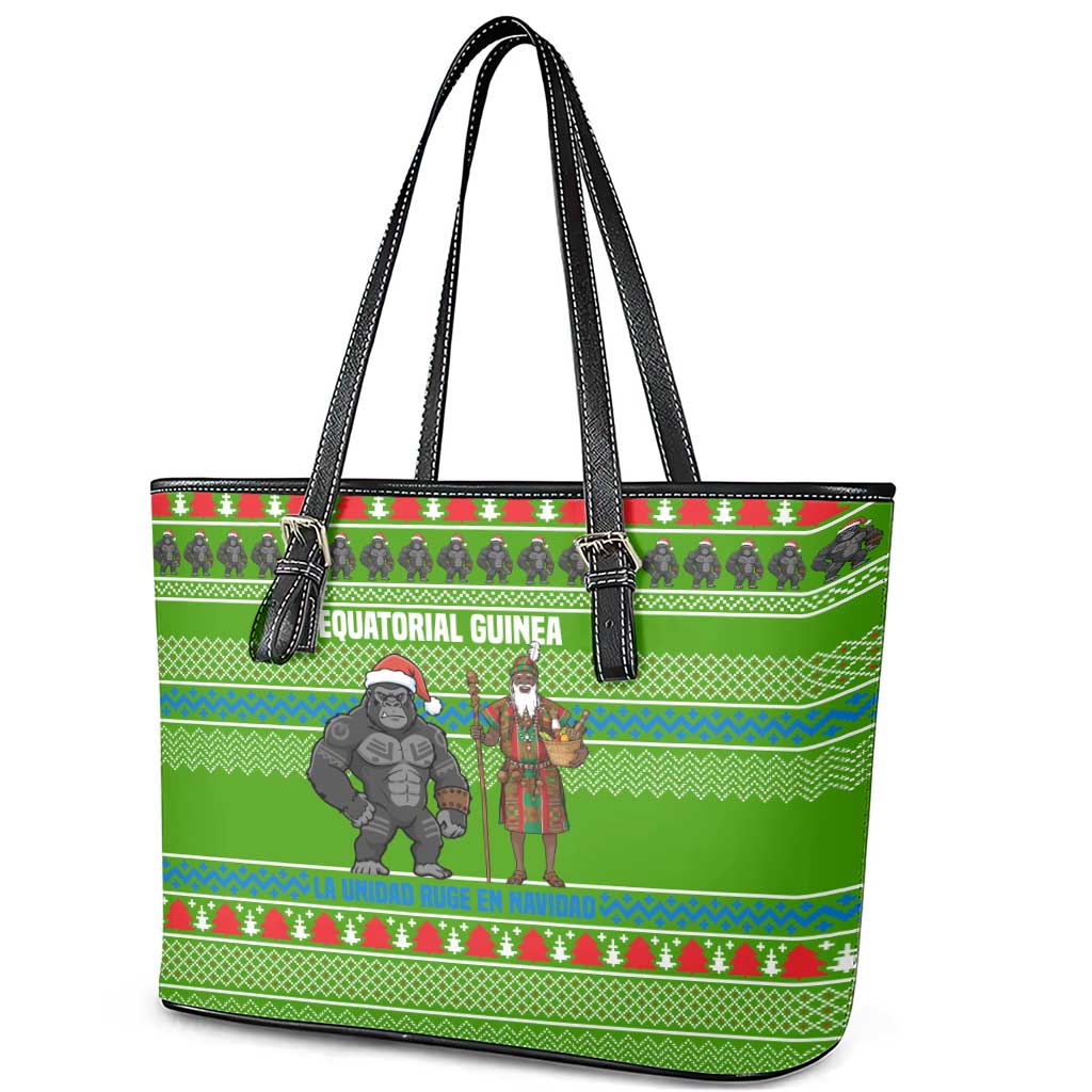 Equatorial Guinea Christmas Leather Tote Bag Santa Gorilla Gift Basket - African Pride