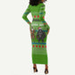 Equatorial Guinea Christmas Long Sleeve Bodycon Dress Santa Gorilla Gift Basket - African Pride