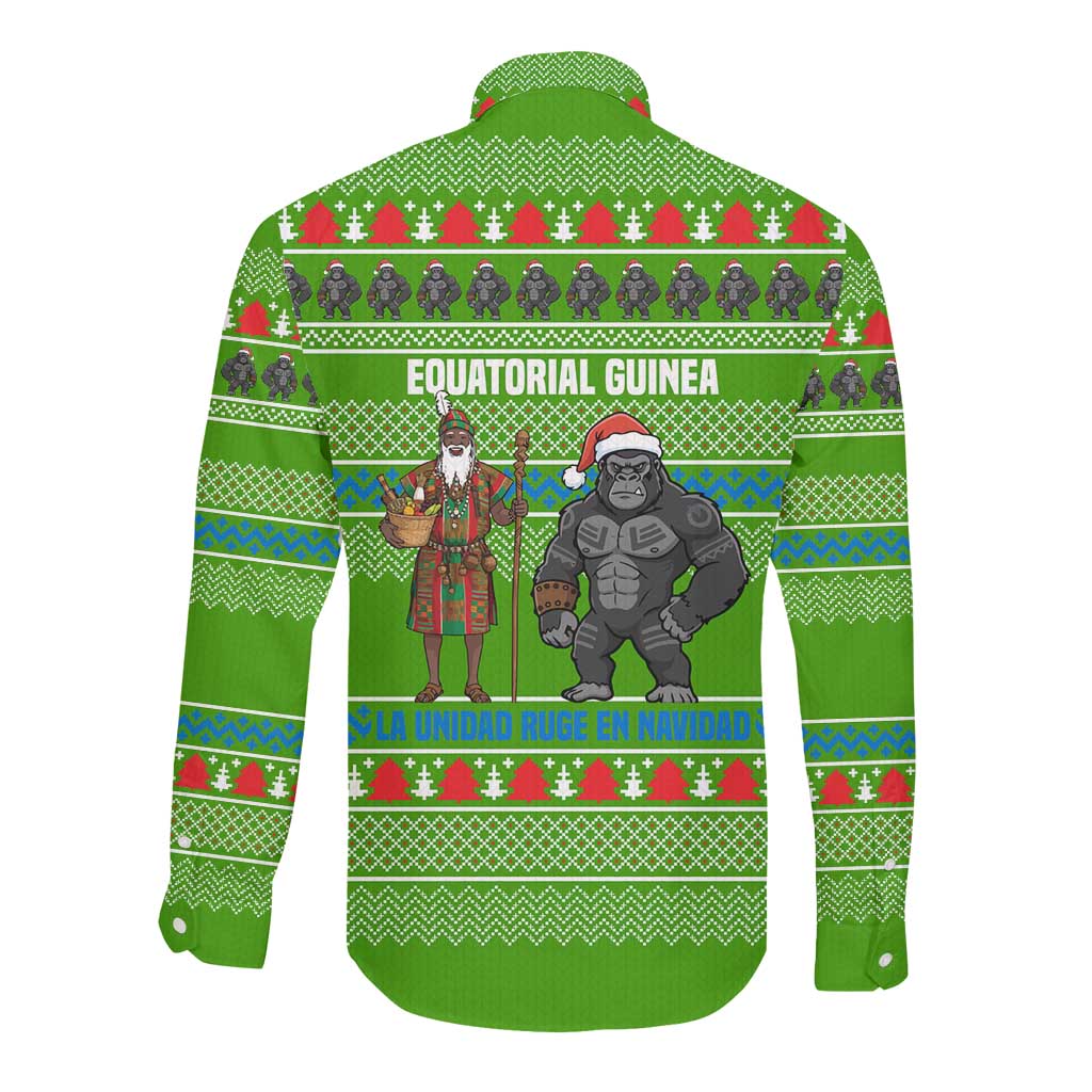 Equatorial Guinea Christmas Long Sleeve Button Shirt Santa Gorilla Gift Basket - African Pride