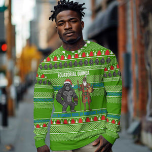 Equatorial Guinea Christmas Long Sleeve Shirt Santa Gorilla Gift Basket - African Pride