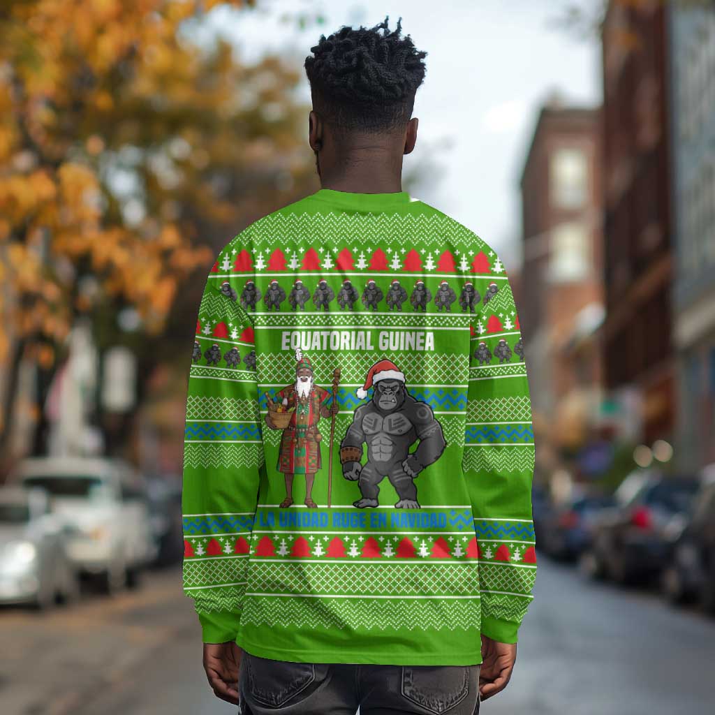 Equatorial Guinea Christmas Long Sleeve Shirt Santa Gorilla Gift Basket - African Pride