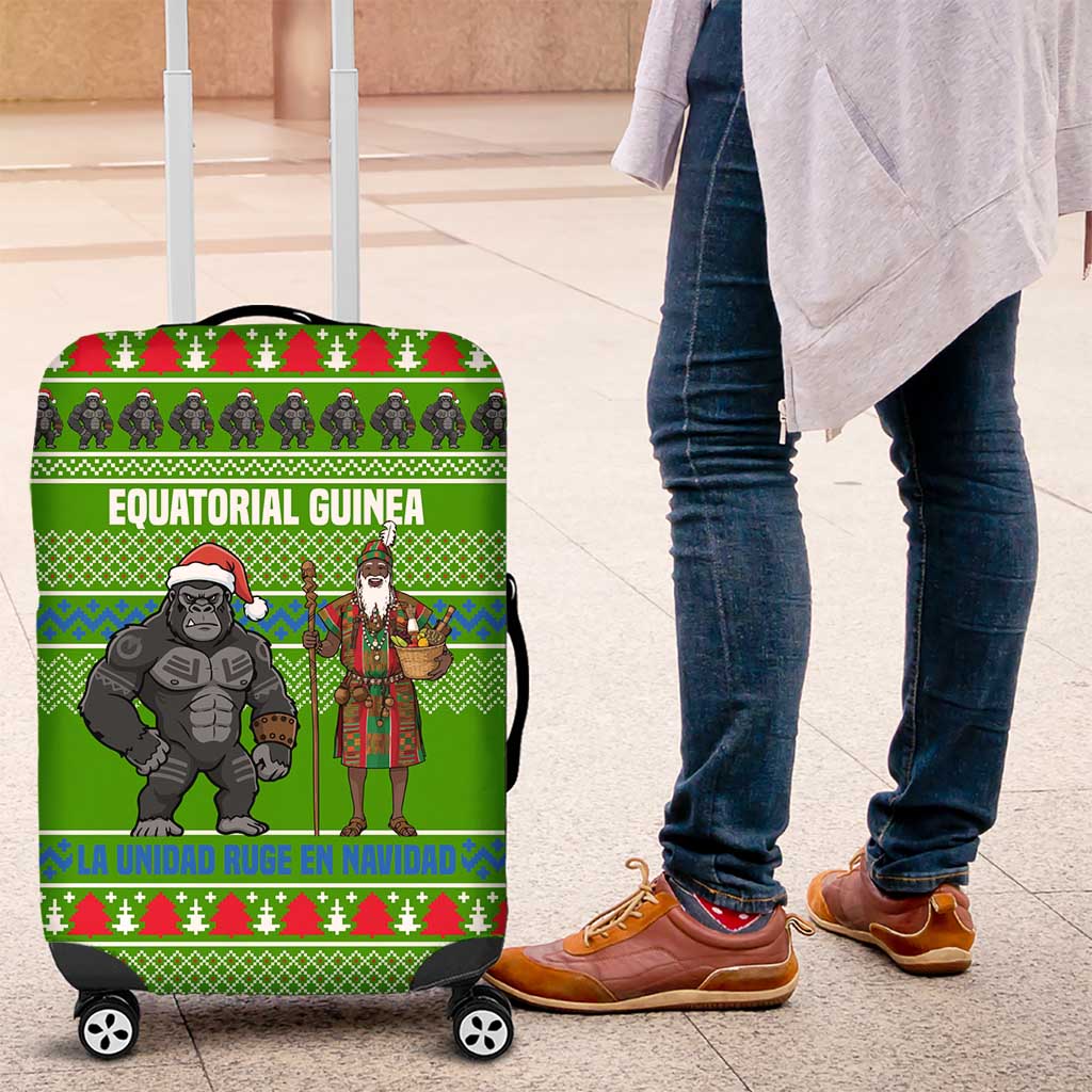 Equatorial Guinea Christmas Luggage Cover Santa Gorilla Gift Basket - African Pride