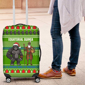 Equatorial Guinea Christmas Luggage Cover Santa Gorilla Gift Basket - African Pride