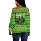 Equatorial Guinea Christmas Off Shoulder Sweater Santa Gorilla Gift Basket - African Pride