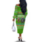 Equatorial Guinea Christmas Off The Shoulder Long Sleeve Dress Santa Gorilla Gift Basket - African Pride