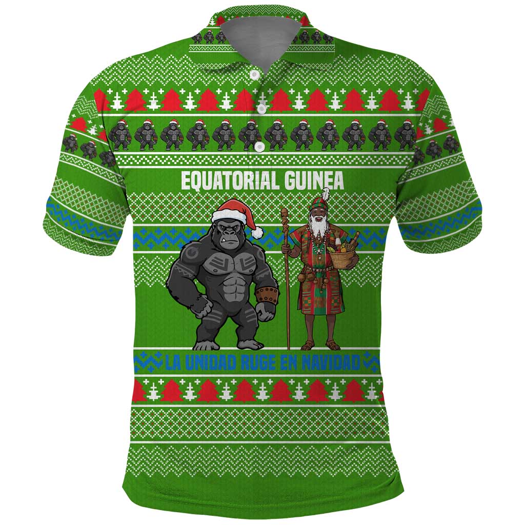 Equatorial Guinea Christmas Polo Shirt Santa Gorilla Gift Basket - African Pride