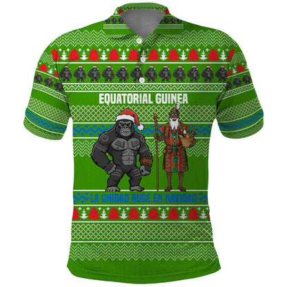 Equatorial Guinea Christmas Polo Shirt Santa Gorilla Gift Basket - African Pride