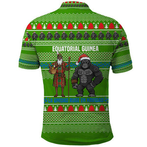 Equatorial Guinea Christmas Polo Shirt Santa Gorilla Gift Basket - African Pride