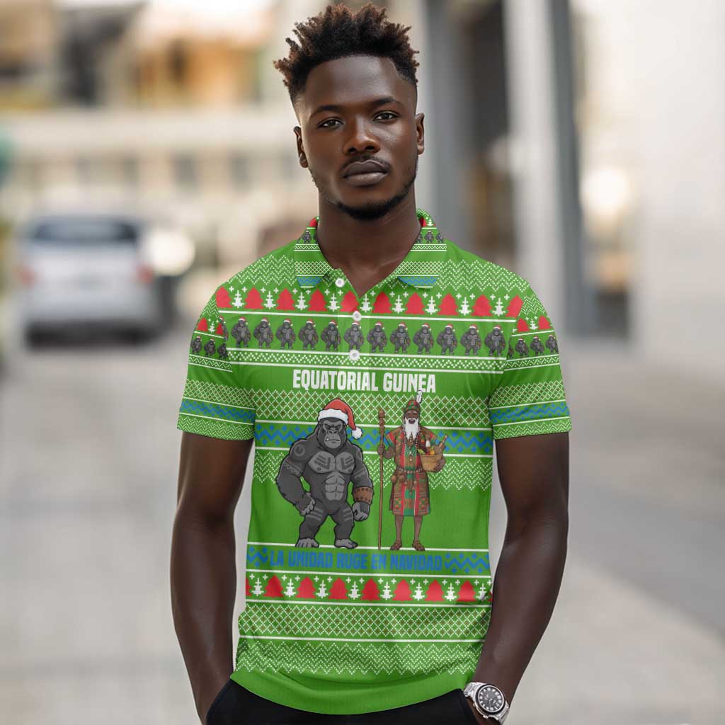 Equatorial Guinea Christmas Polo Shirt Santa Gorilla Gift Basket - African Pride