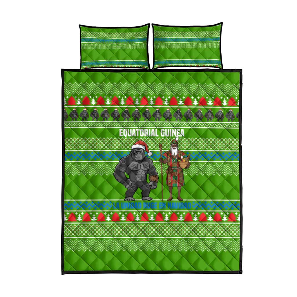Equatorial Guinea Christmas Quilt Bed Set Santa Gorilla Gift Basket - African Pride