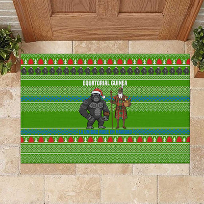Equatorial Guinea Christmas Rubber Doormat Santa Gorilla Gift Basket - African Pride