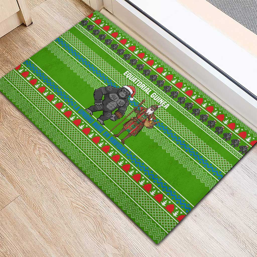 Equatorial Guinea Christmas Rubber Doormat Santa Gorilla Gift Basket - African Pride