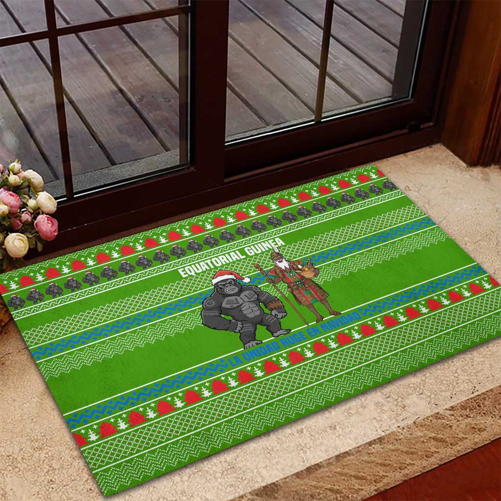 Equatorial Guinea Christmas Rubber Doormat Santa Gorilla Gift Basket - African Pride