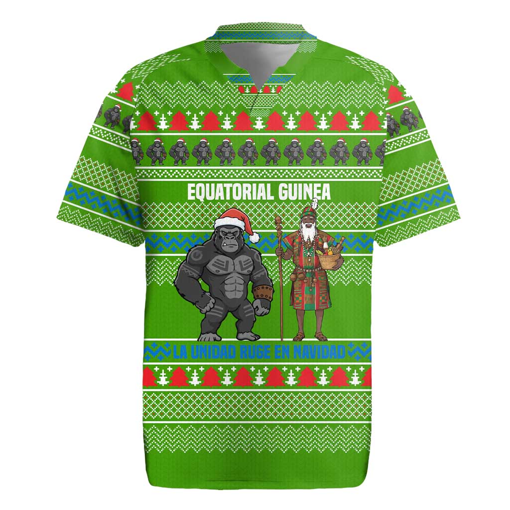 Equatorial Guinea Christmas Rugby Jersey Santa Gorilla Gift Basket - African Pride