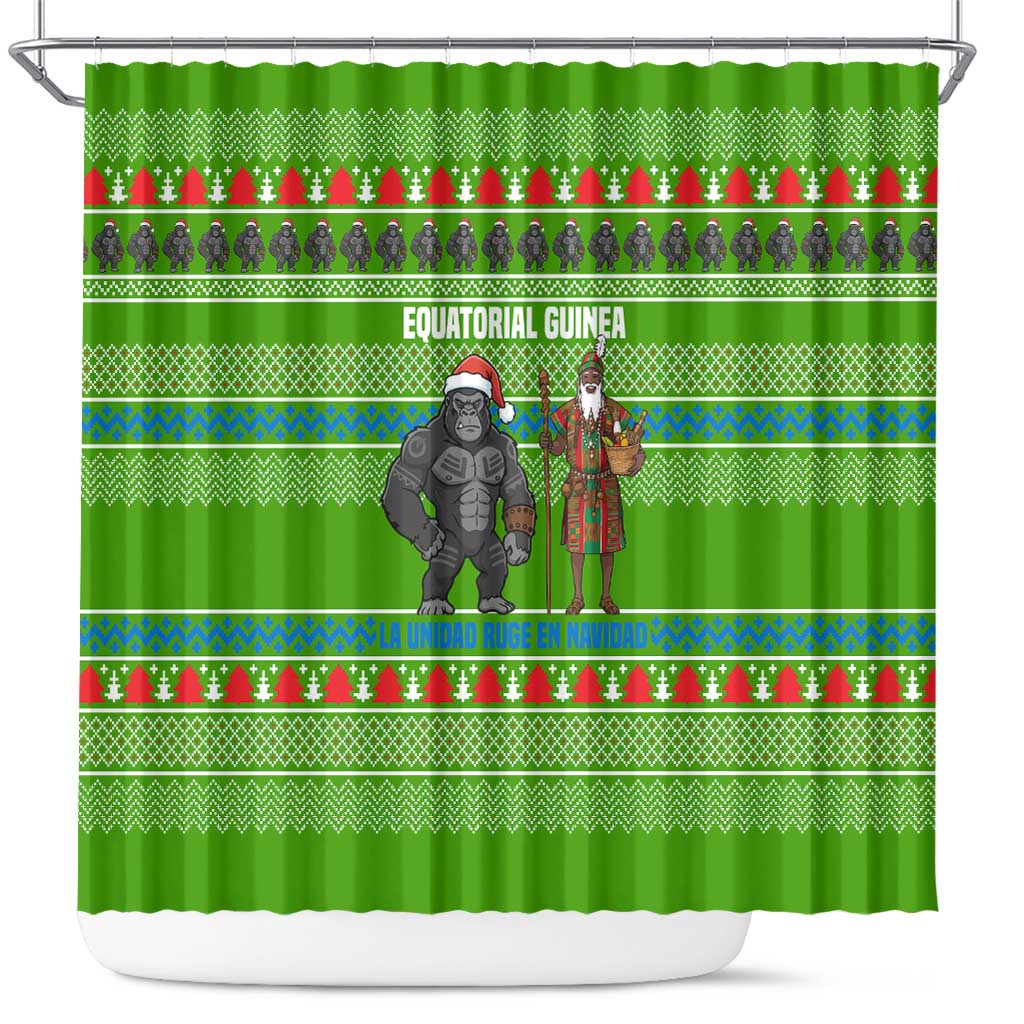 Equatorial Guinea Christmas Shower Curtain Santa Gorilla Gift Basket - African Pride