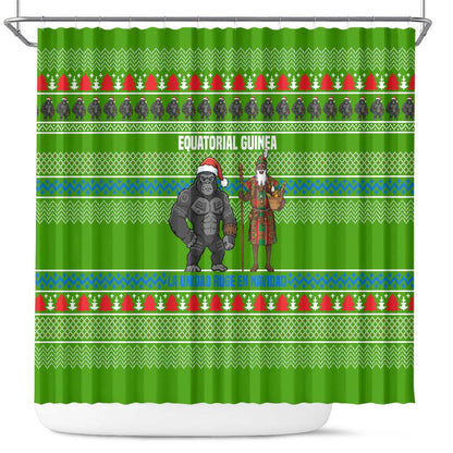 Equatorial Guinea Christmas Shower Curtain Santa Gorilla Gift Basket - African Pride