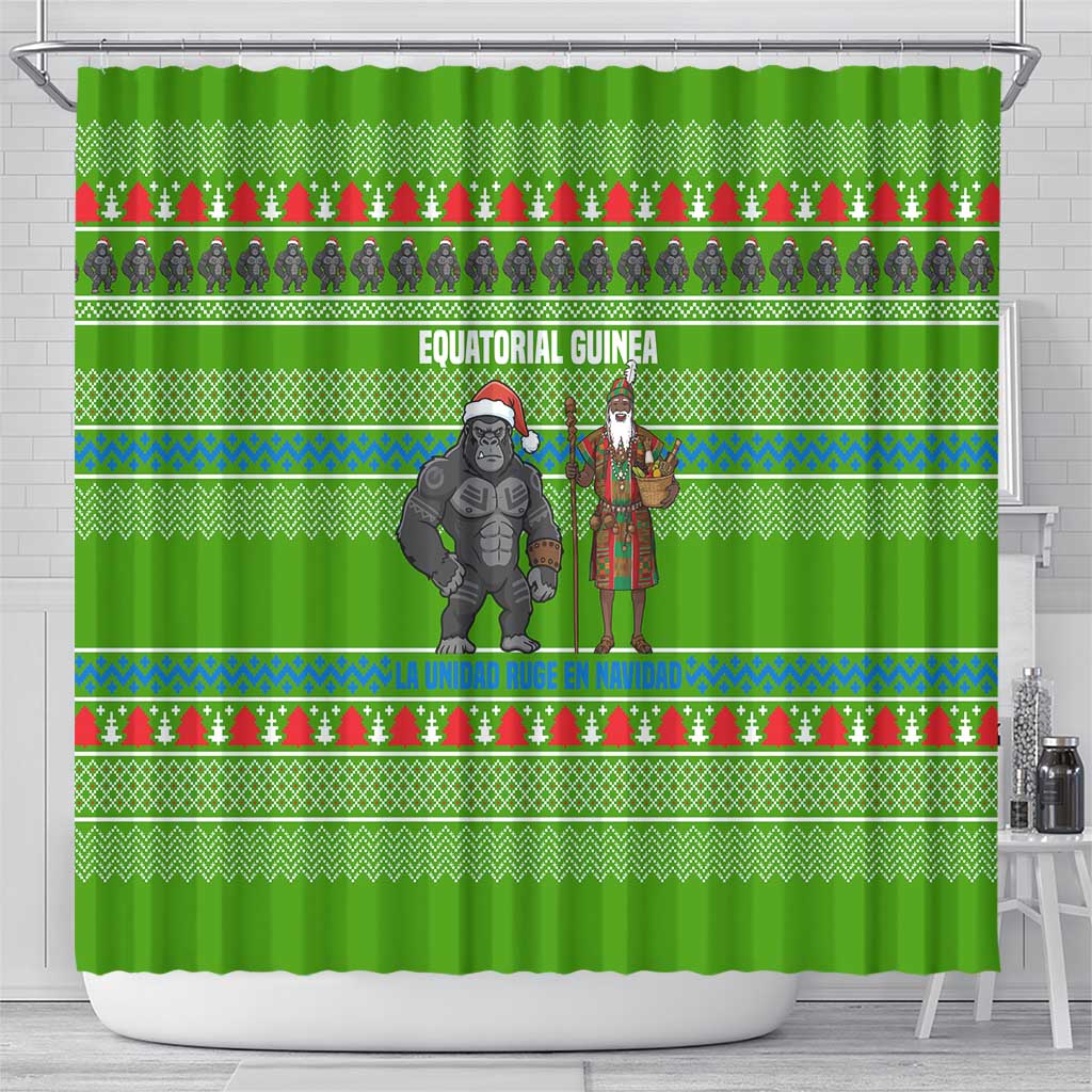 Equatorial Guinea Christmas Shower Curtain Santa Gorilla Gift Basket - African Pride