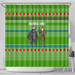 Equatorial Guinea Christmas Shower Curtain Santa Gorilla Gift Basket - African Pride