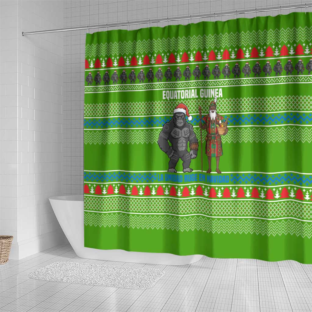 Equatorial Guinea Christmas Shower Curtain Santa Gorilla Gift Basket - African Pride