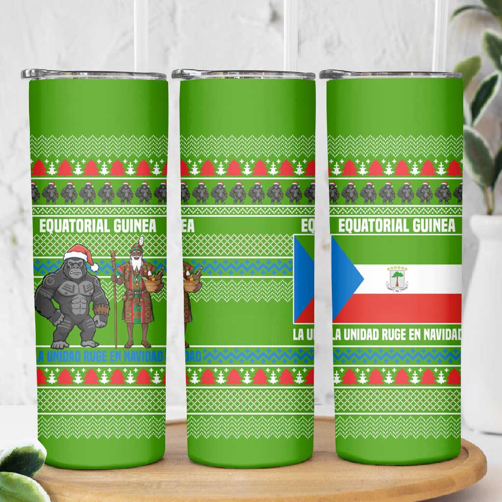 Equatorial Guinea Christmas Skinny Tumbler Santa Gorilla Gift Basket - African Pride
