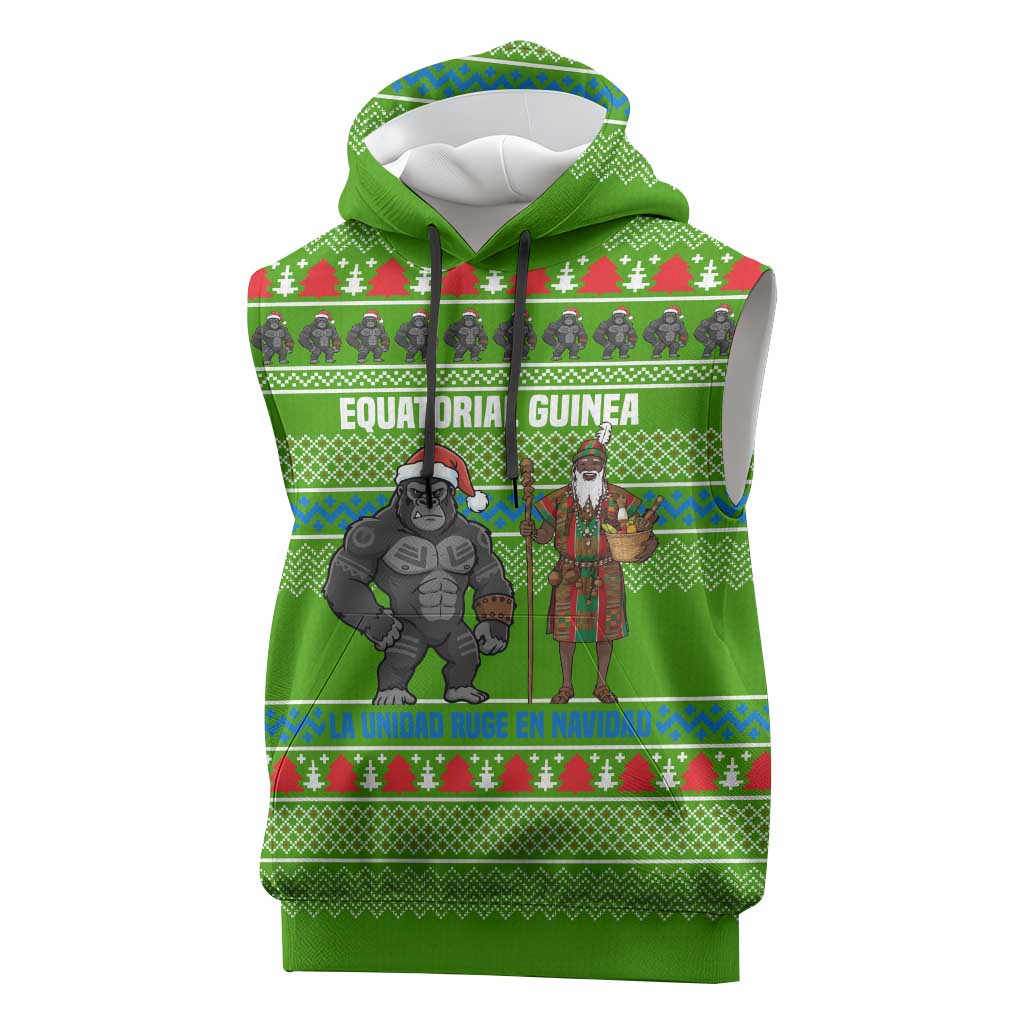 Equatorial Guinea Christmas Sleeveless Hoodie Santa Gorilla Gift Basket - African Pride