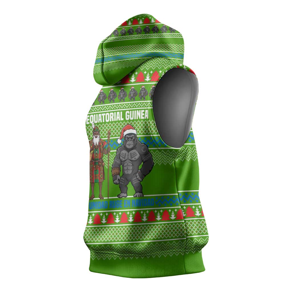 Equatorial Guinea Christmas Sleeveless Hoodie Santa Gorilla Gift Basket - African Pride