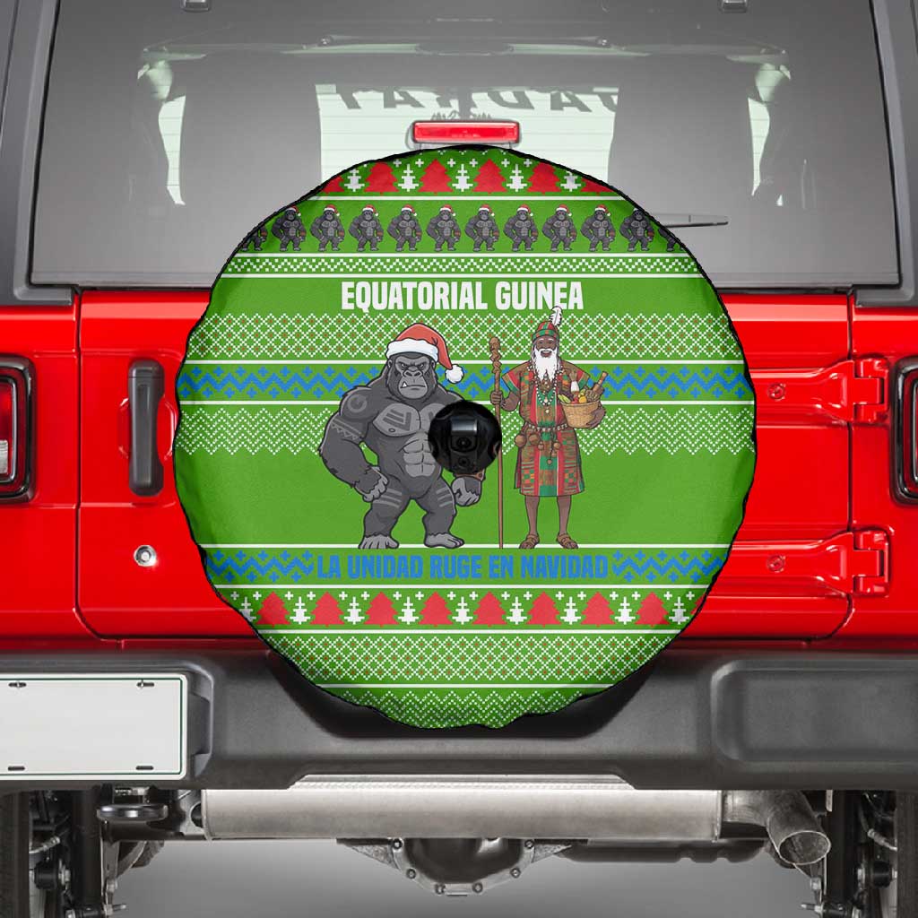 Equatorial Guinea Christmas Spare Tire Cover Santa Gorilla Gift Basket - African Pride