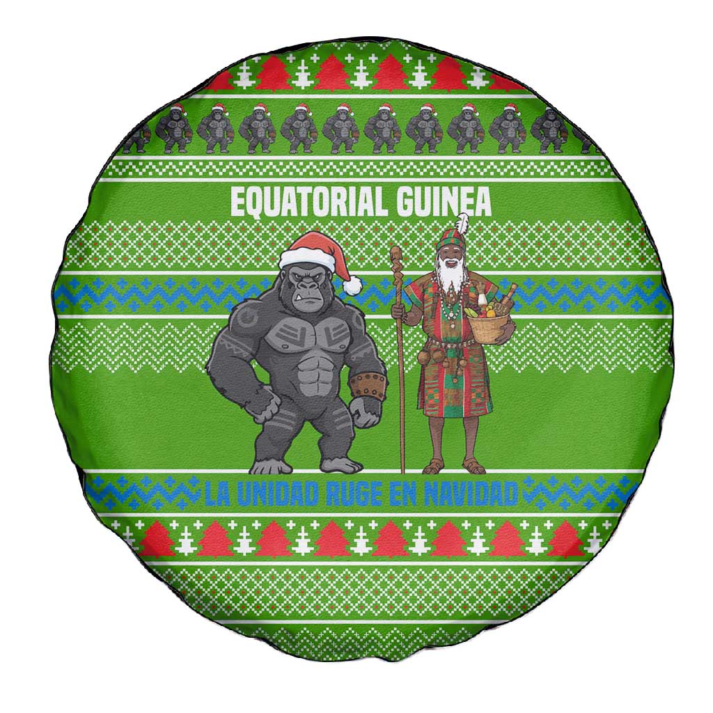 Equatorial Guinea Christmas Spare Tire Cover Santa Gorilla Gift Basket - African Pride