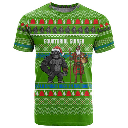Equatorial Guinea Christmas T shirt Santa Gorilla Gift Basket - African Pride