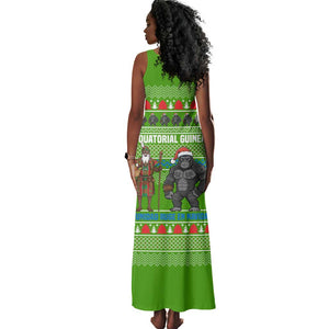 Equatorial Guinea Christmas Tank Maxi Dress Santa Gorilla Gift Basket - African Pride