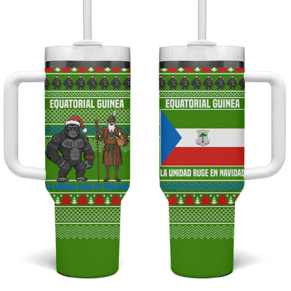 Equatorial Guinea Christmas Tumbler With Handle Santa Gorilla Gift Basket - African Pride