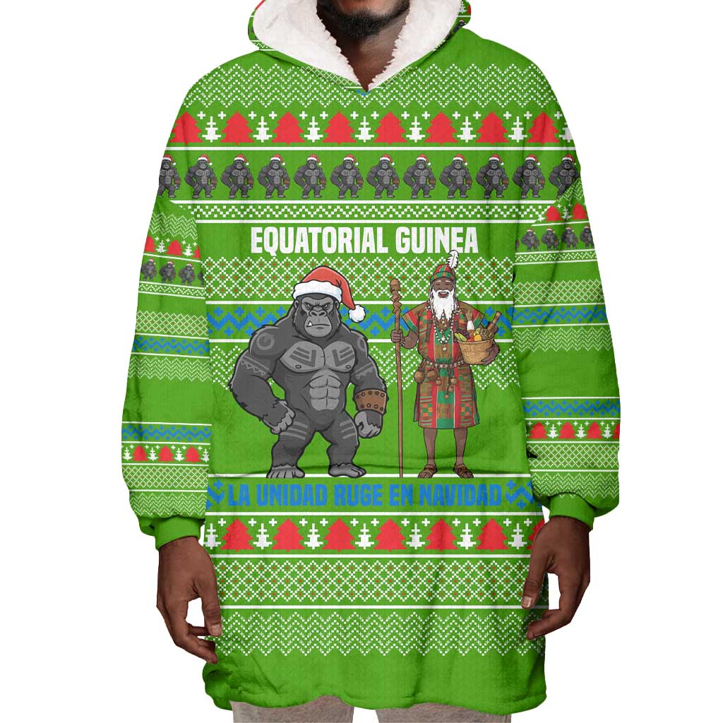 Equatorial Guinea Christmas Wearable Blanket Hoodie Santa Gorilla Gift Basket - African Pride