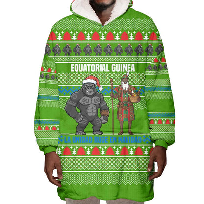Equatorial Guinea Christmas Wearable Blanket Hoodie Santa Gorilla Gift Basket - African Pride