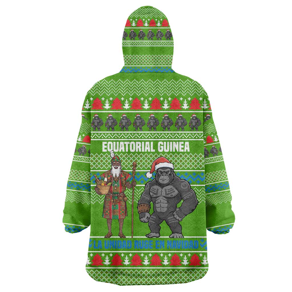 Equatorial Guinea Christmas Wearable Blanket Hoodie Santa Gorilla Gift Basket - African Pride