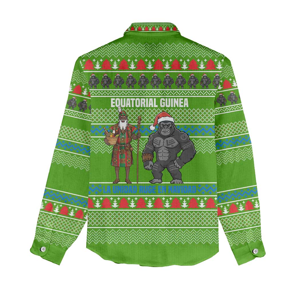 Equatorial Guinea Christmas Women Casual Shirt Santa Gorilla Gift Basket - African Pride