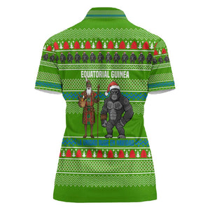 Equatorial Guinea Christmas Women Polo Shirt Santa Gorilla Gift Basket - African Pride