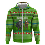 Equatorial Guinea Christmas Zip Hoodie Santa Gorilla Gift Basket - African Pride