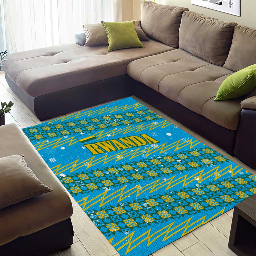 Rwanda Christmas Area Rug Festive Geometric Motifs and Bold Typography - African Pride