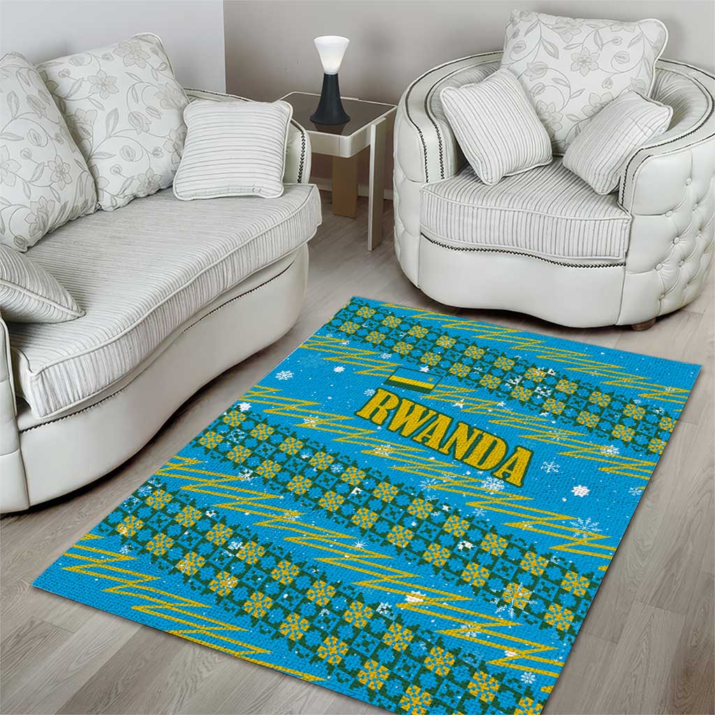 Rwanda Christmas Area Rug Festive Geometric Motifs and Bold Typography - African Pride