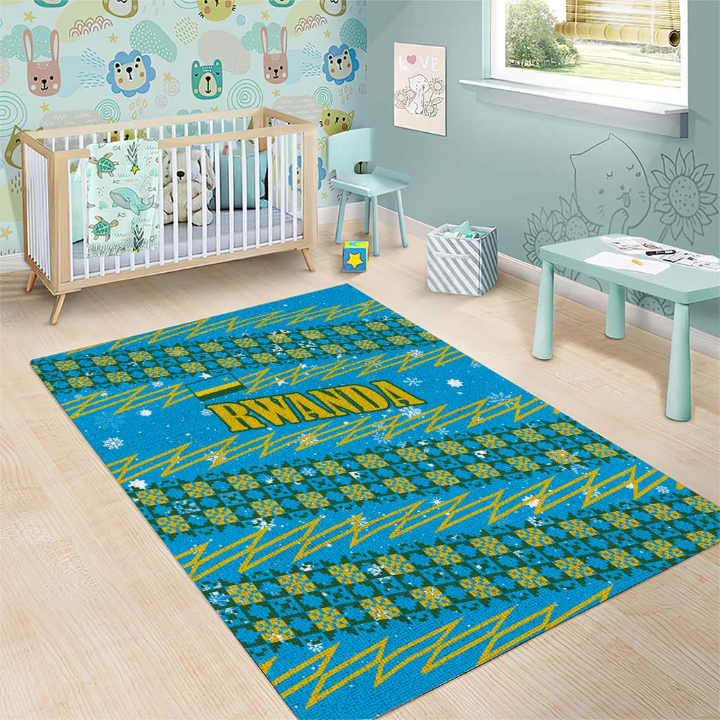 Rwanda Christmas Area Rug Festive Geometric Motifs and Bold Typography - African Pride