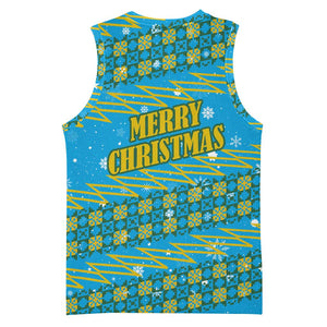 Rwanda Christmas Basketball Jersey Festive Geometric Motifs and Bold Typography - African Pride