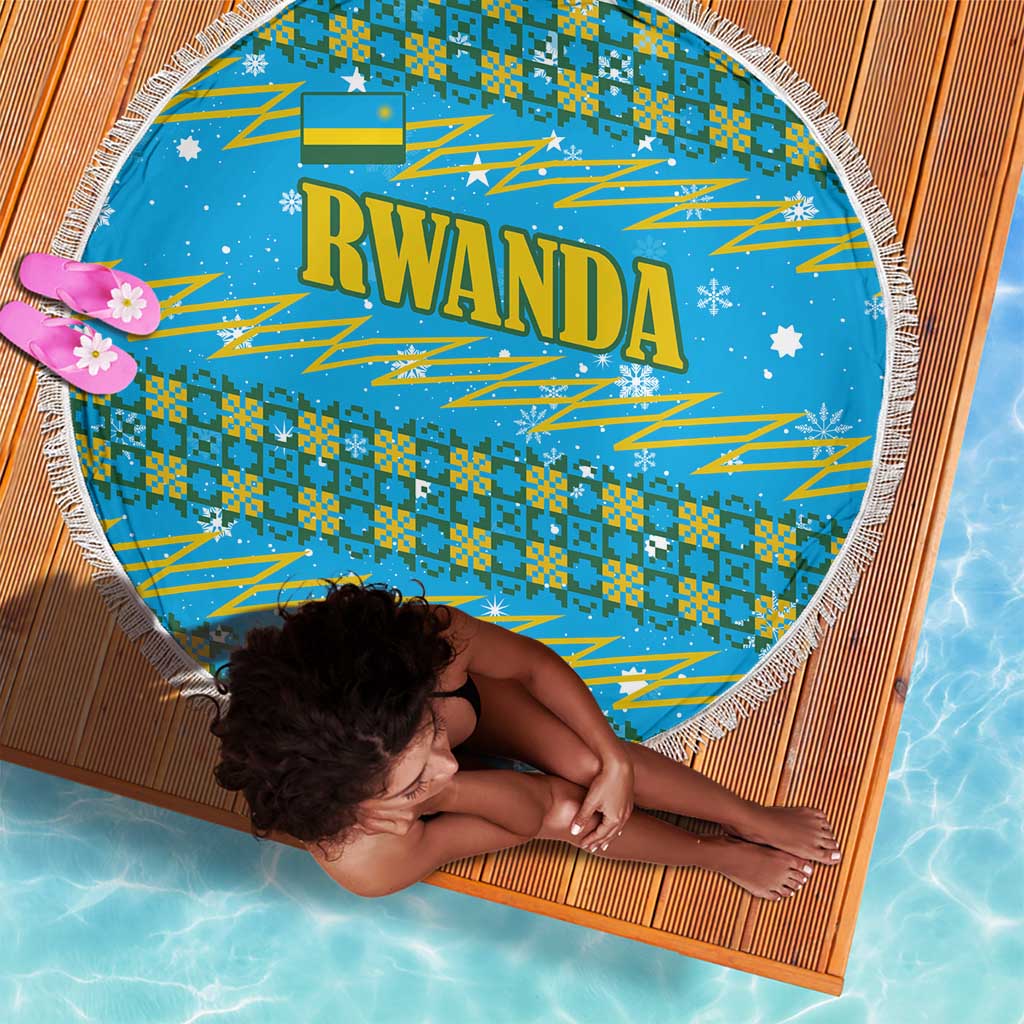 Rwanda Christmas Beach Blanket Festive Geometric Motifs and Bold Typography - African Pride