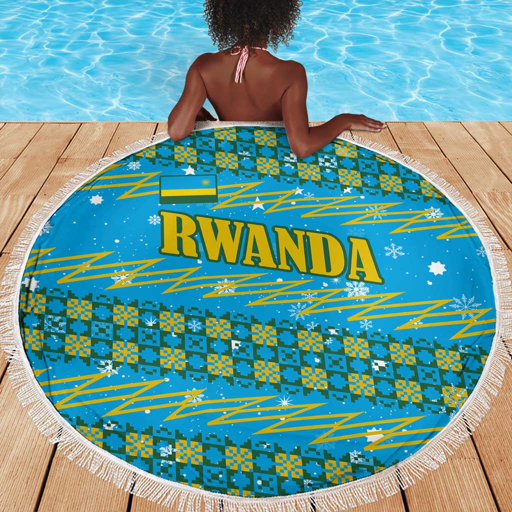 Rwanda Christmas Beach Blanket Festive Geometric Motifs and Bold Typography - African Pride