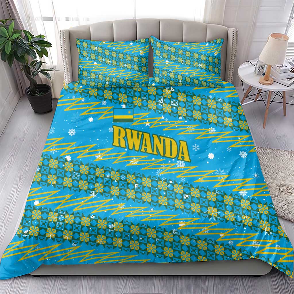 Rwanda Christmas Bedding Set Festive Geometric Motifs and Bold Typography - African Pride