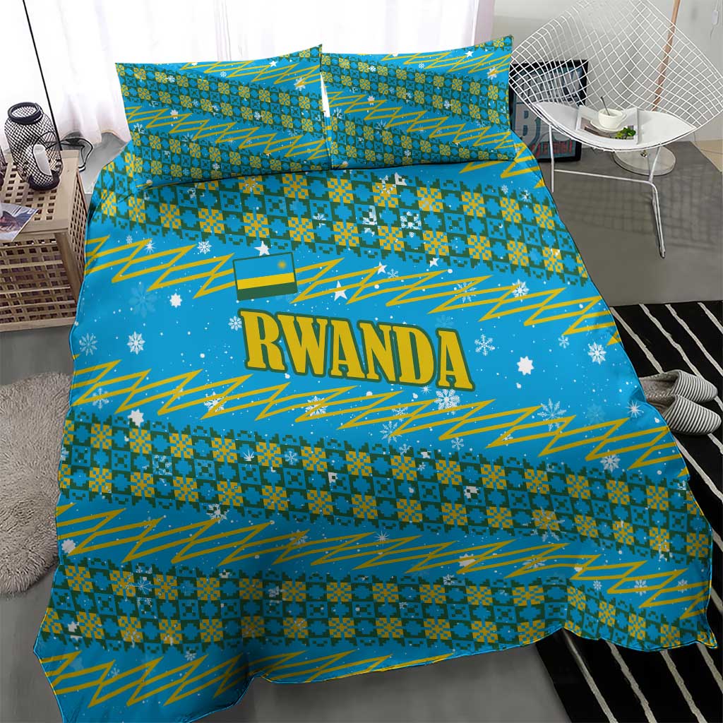 Rwanda Christmas Bedding Set Festive Geometric Motifs and Bold Typography - African Pride