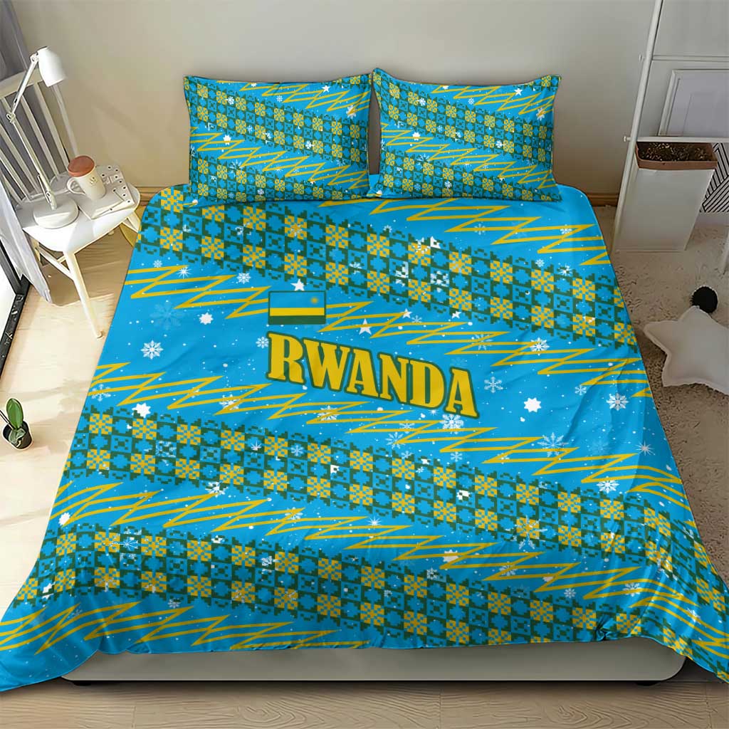 Rwanda Christmas Bedding Set Festive Geometric Motifs and Bold Typography - African Pride