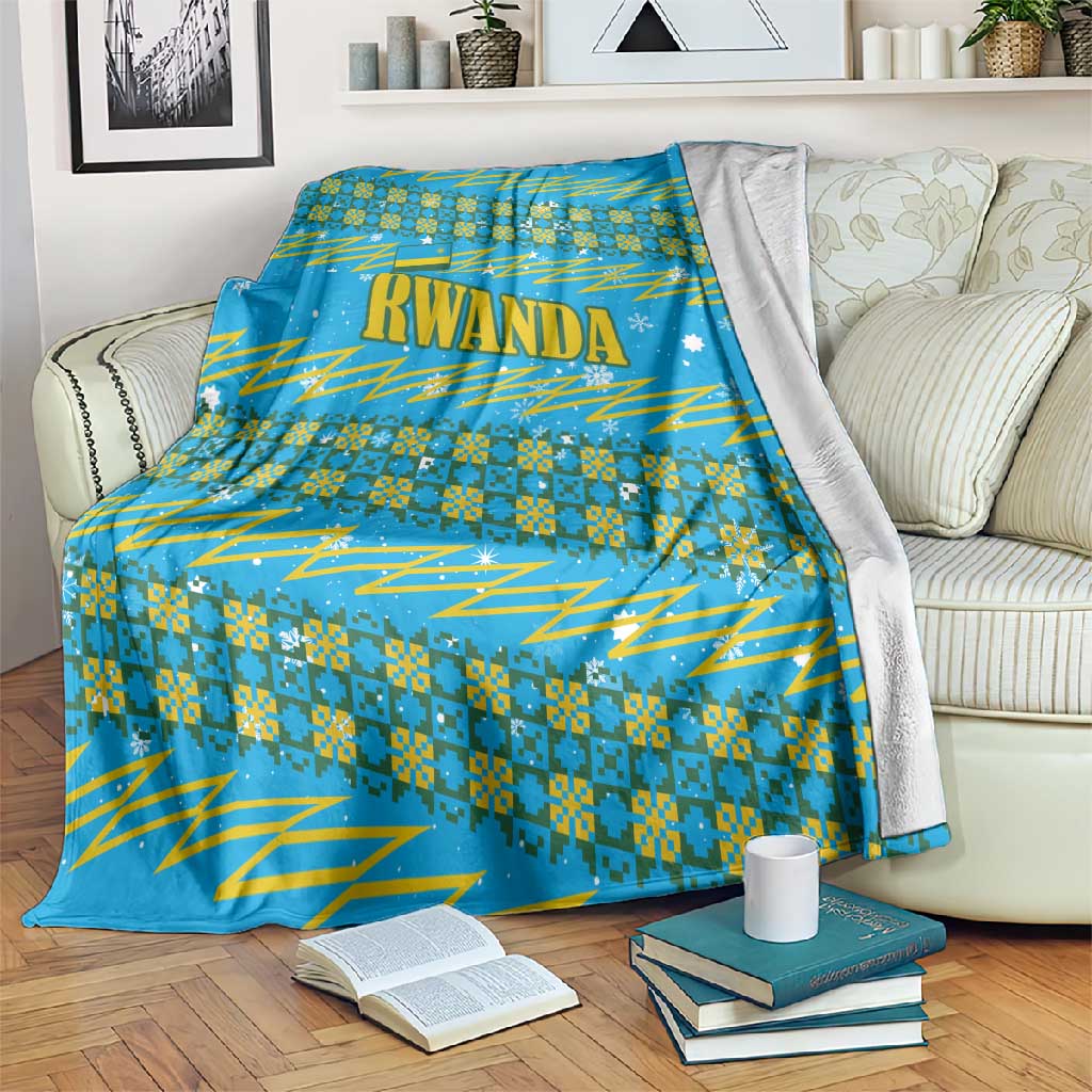 Rwanda Christmas Blanket Festive Geometric Motifs and Bold Typography - African Pride