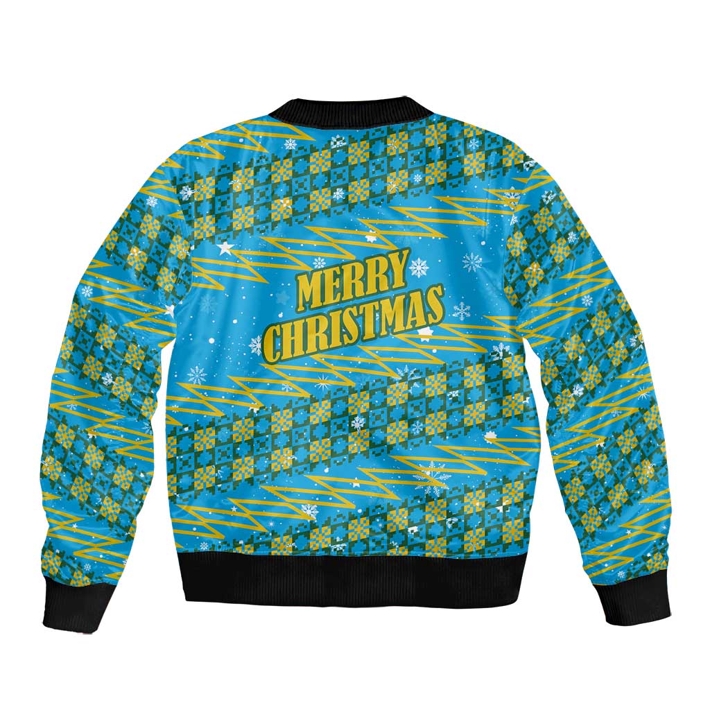Rwanda Christmas Bomber Jacket Festive Geometric Motifs and Bold Typography - African Pride