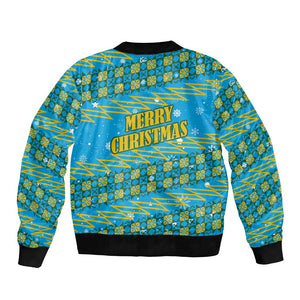 Rwanda Christmas Bomber Jacket Festive Geometric Motifs and Bold Typography - African Pride